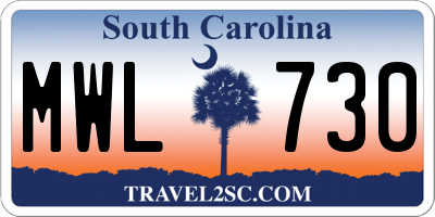 SC license plate MWL730