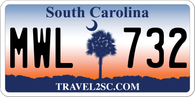 SC license plate MWL732