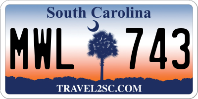 SC license plate MWL743