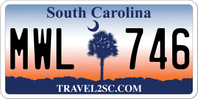 SC license plate MWL746