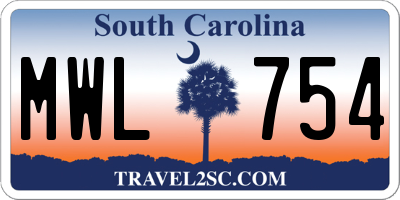 SC license plate MWL754