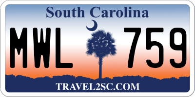SC license plate MWL759
