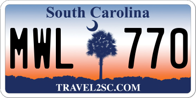 SC license plate MWL770