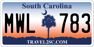 SC license plate MWL783