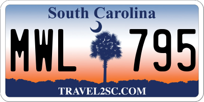 SC license plate MWL795