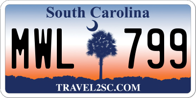 SC license plate MWL799