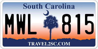 SC license plate MWL815