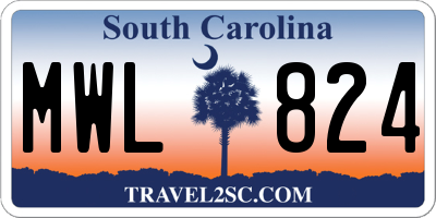 SC license plate MWL824