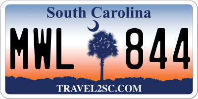 SC license plate MWL844
