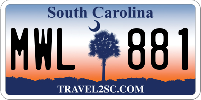 SC license plate MWL881