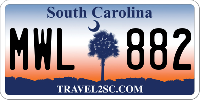 SC license plate MWL882