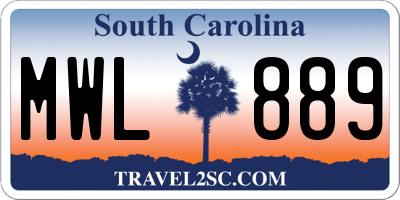 SC license plate MWL889