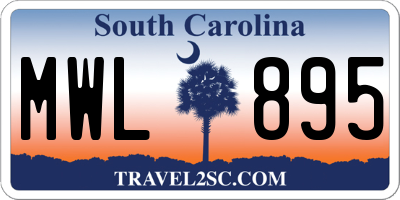 SC license plate MWL895