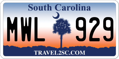 SC license plate MWL929