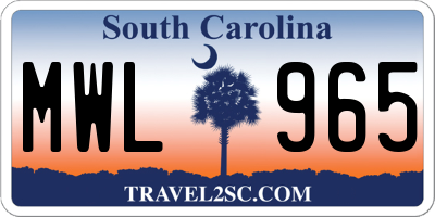 SC license plate MWL965