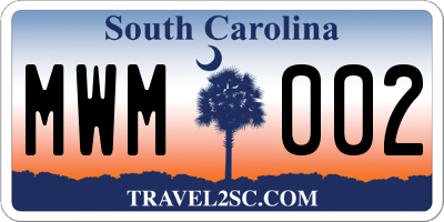 SC license plate MWM002