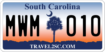 SC license plate MWM010