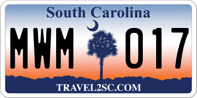 SC license plate MWM017