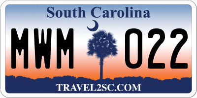 SC license plate MWM022