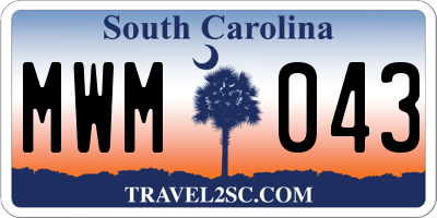 SC license plate MWM043