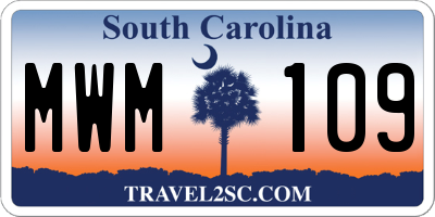 SC license plate MWM109