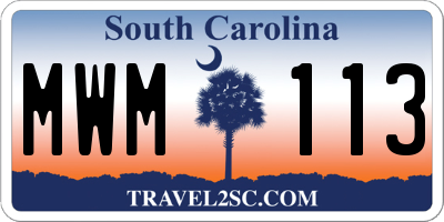SC license plate MWM113