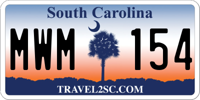 SC license plate MWM154