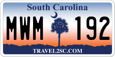 SC license plate MWM192