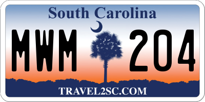 SC license plate MWM204