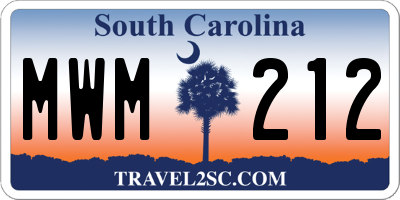 SC license plate MWM212