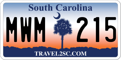 SC license plate MWM215