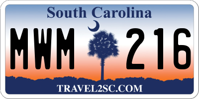 SC license plate MWM216