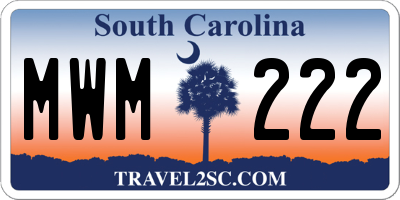 SC license plate MWM222