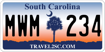SC license plate MWM234