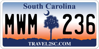SC license plate MWM236