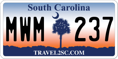 SC license plate MWM237