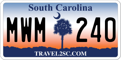 SC license plate MWM240