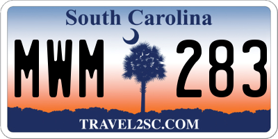 SC license plate MWM283