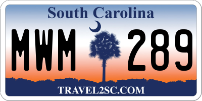SC license plate MWM289