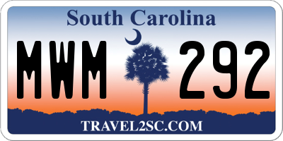 SC license plate MWM292