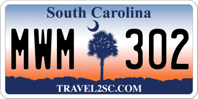 SC license plate MWM302