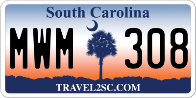 SC license plate MWM308