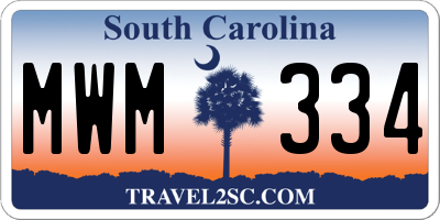 SC license plate MWM334