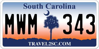 SC license plate MWM343