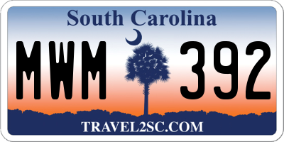 SC license plate MWM392