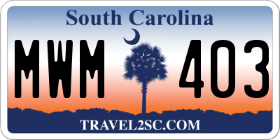 SC license plate MWM403