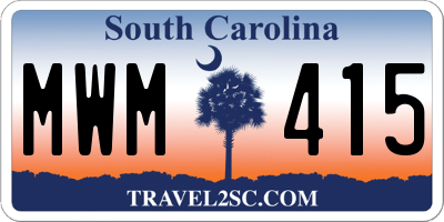 SC license plate MWM415