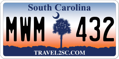 SC license plate MWM432