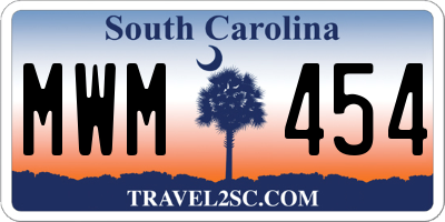 SC license plate MWM454