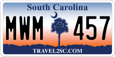 SC license plate MWM457